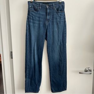 Uniqlo Womens Mom Jeans Mid Wash Stretch High Rise